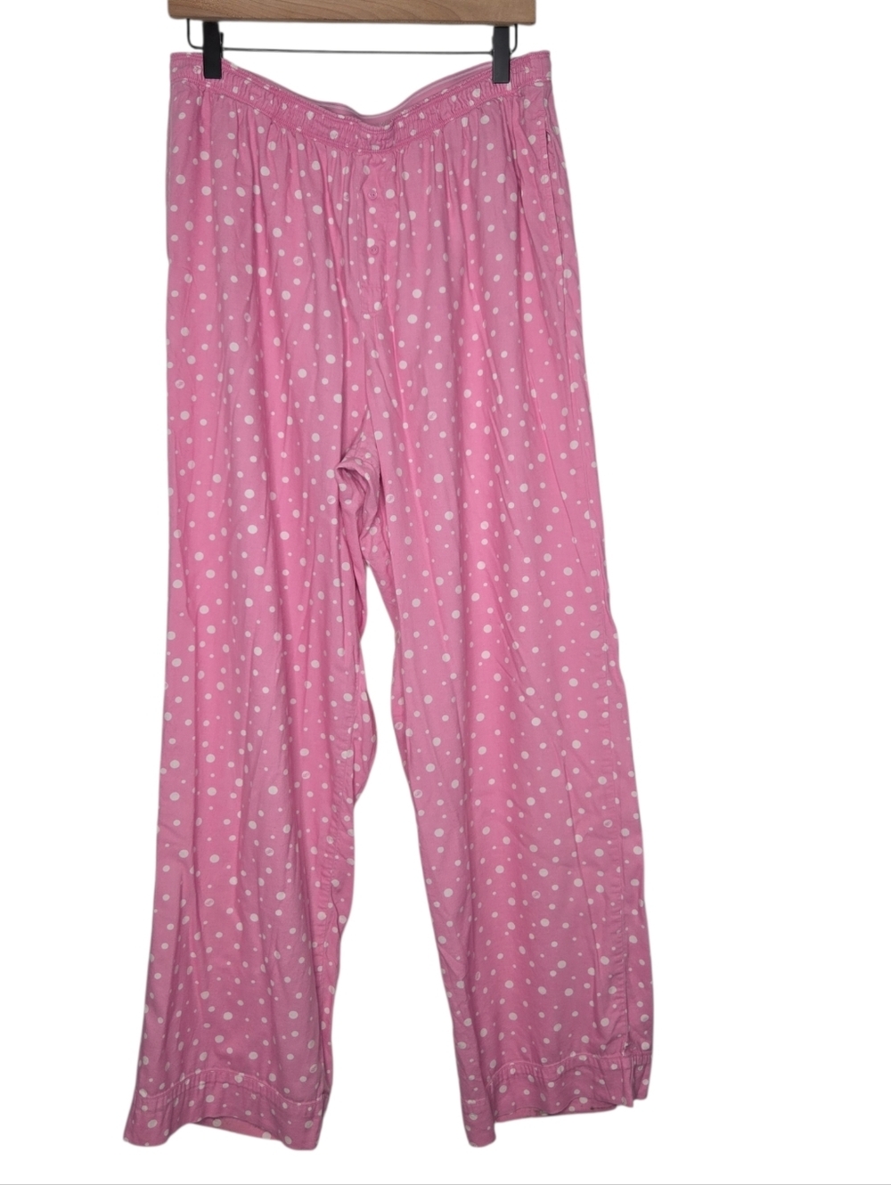 PINK Victorias Secret Womens Pink Polka Dot Print Flare Leg Pajama Pants Large